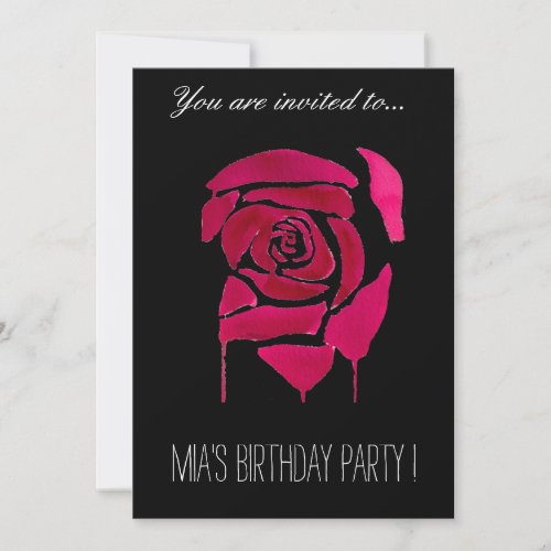 Gothic rose teenage girl birthday party invitation