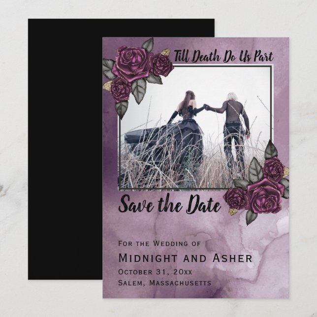 Gothic Rose Till Death Do Us Part Save the Date (Front/Back)