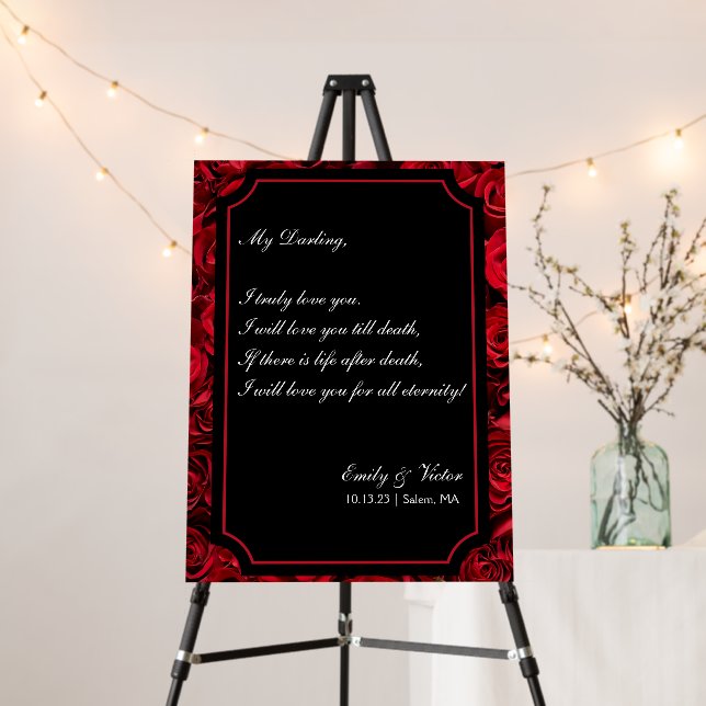 Gothic Rose True Love Quote Wedding Poster (In Situ (Stand))