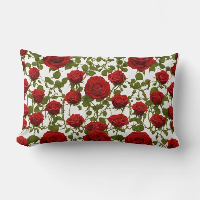 Gothic Rose Vine Long Pillow – Seamless Vintage El (Front)