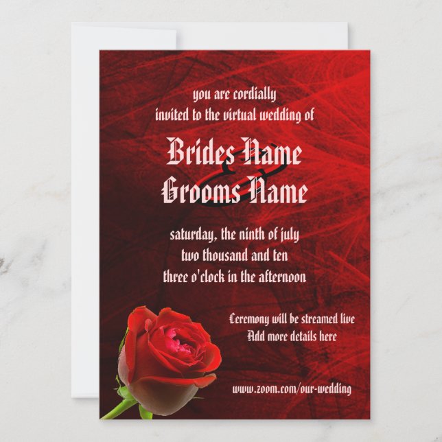 Gothic Rose Virtual Wedding Invitation (Front)