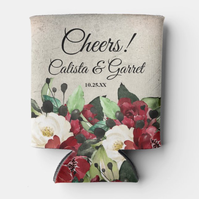 Gothic Rose Wedding Can Cooler (Front)