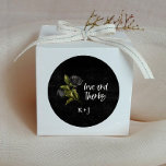 Gothic Rose Wedding Favor  Classic Round Sticker<br><div class="desc">Modern and rustic halloween theme wedding favor sticker featuring illustration of gothic black roses.</div>