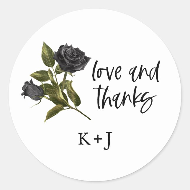 Gothic Rose Wedding Favor White Classic Round Sticker (Front)