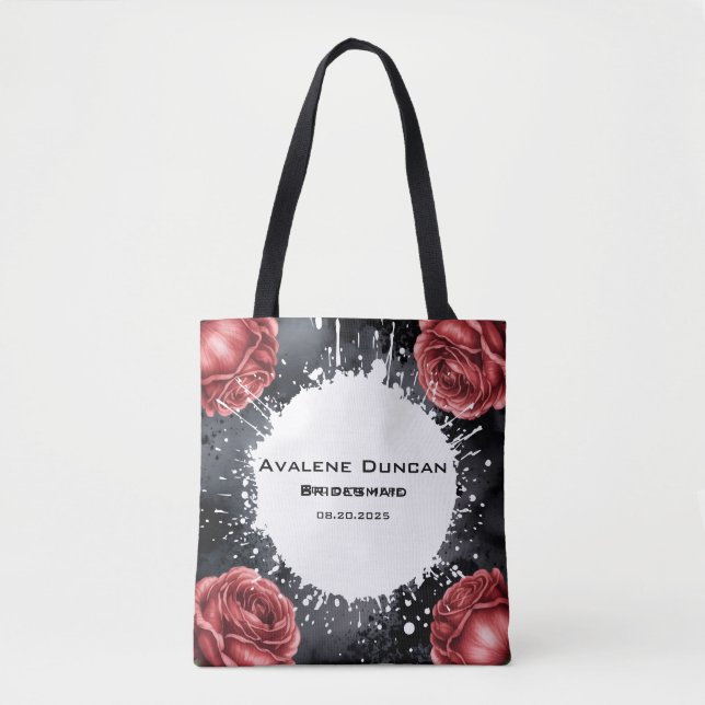 Gothic Rose Wedding Frame Bridesmaids Favor Tote Bag (Front)