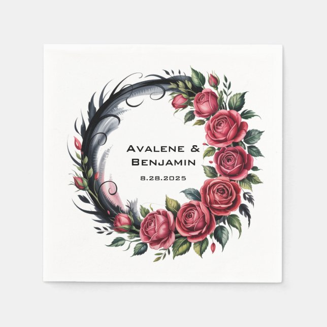 Gothic Rose Wedding Frame Napkins (Front)