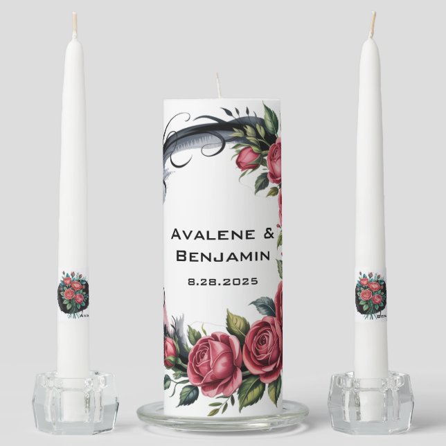 Gothic Rose Wedding Frame Unity Candle Set (Front)