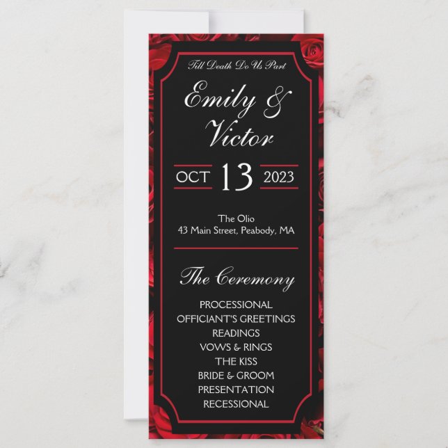 Gothic Rose Wedding Program (Front)