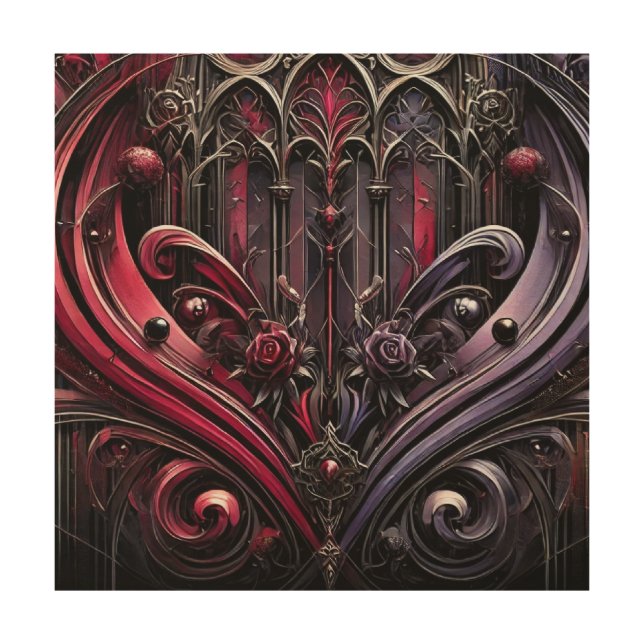 Gothic Rose Wooden Wall Art (Front)