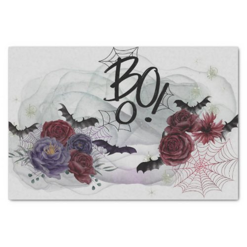 Gothic Roses Bats Boo Halloween Tissue Paper