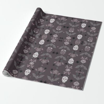 gothic roses &amp; bats wrapping paper