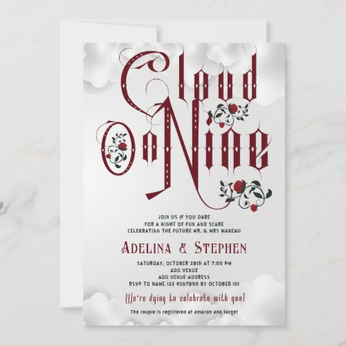 Gothic Roses Cloud Nine Couples Wedding Shower Invitation