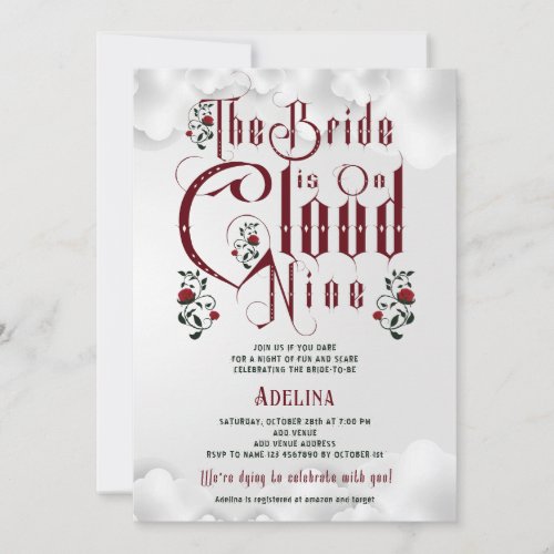 Gothic Roses Cloud Nine Halloween Bridal Shower Invitation