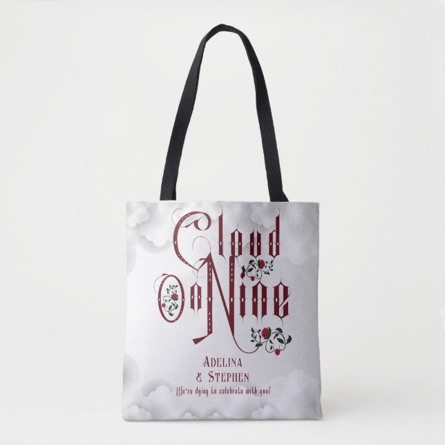 Gothic Roses Cloud Nine Halloween Wedding Tote Bag (Front)