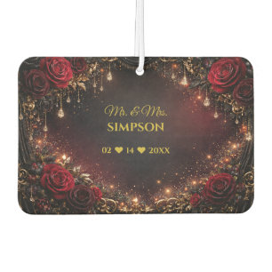 Gothic Roses Couples Names & Wedding Date Air Freshener