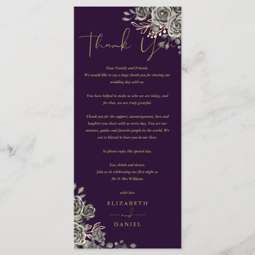 Gothic Roses Floral Wedding Thank You Place Card