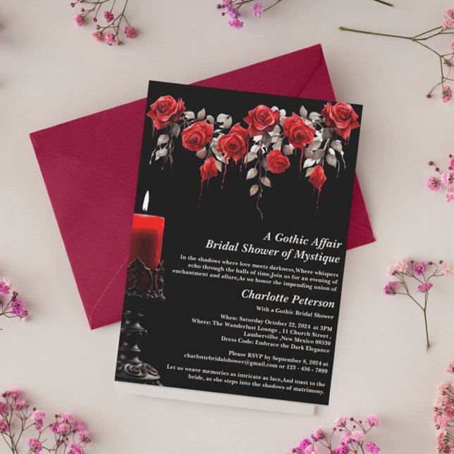 Gothic Roses Halloween Bridal Shower Invitation (Creator Uploaded)