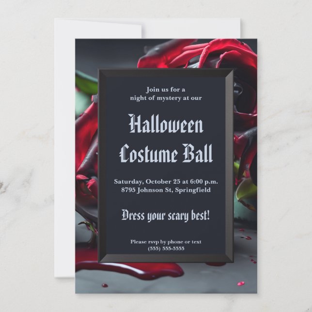 Gothic Roses Halloween Invitation (Front)