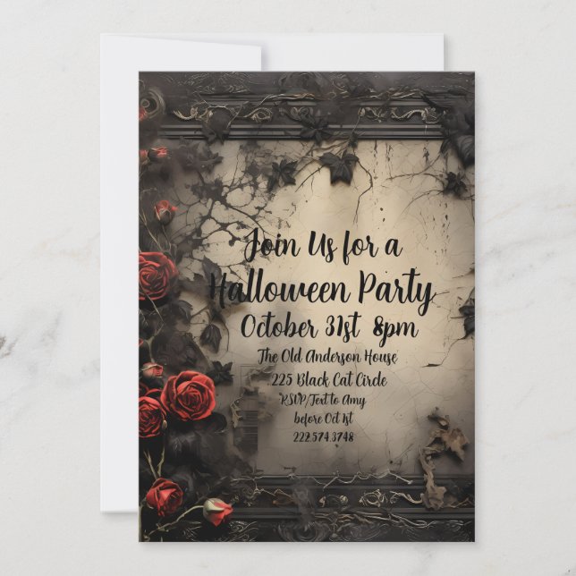 Gothic Roses, Halloween Party           Invitation (Front)