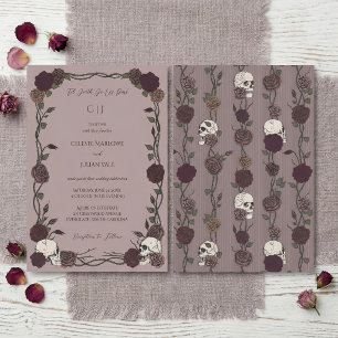 Gothic Roses Light Mauve Til Death Wedding Invitation