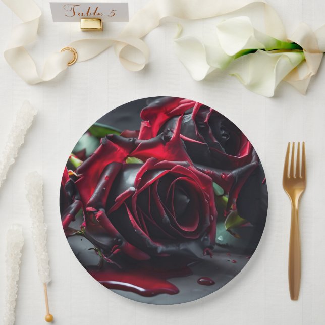 Gothic Roses Paper Plates (Wedding)