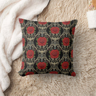 Gothic Roses Pattern Throw Pillow