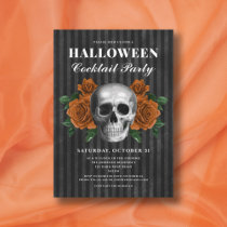 Gothic Roses & Skull Halloween Cocktail Party Invitation
