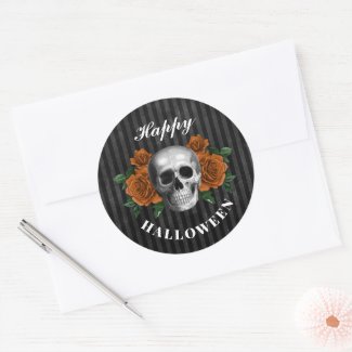 Gothic Roses & Skull Happy Halloween 