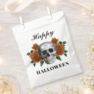 Gothic Roses & Skull Happy Halloween Favor Bag