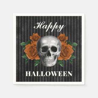 Gothic Roses & Skull Happy Halloween 
