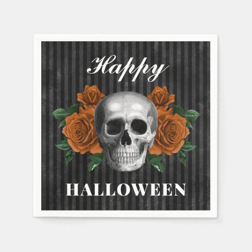 Gothic Roses  Skull Happy Halloween  Napkins
