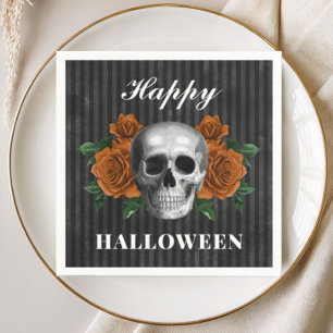 Gothic Roses & Skull Happy Halloween Napkins