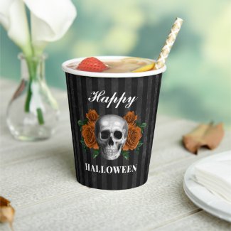Gothic Roses & Skull Happy Halloween 