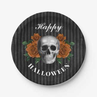 Gothic Roses & Skull Happy Halloween 