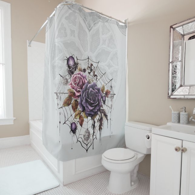 Gothic roses spooky Halloween party Shower Curtain (In Situ)