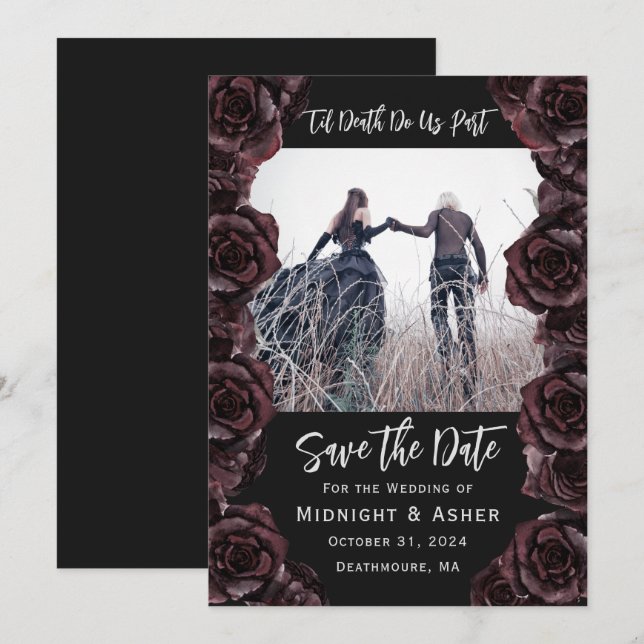 Gothic Roses Til Death Do Us Part Save the Date (Front/Back)