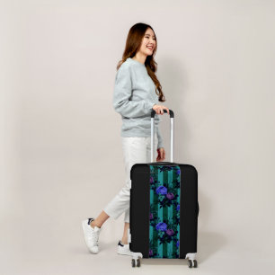 Gothic Roses Vertical Lines Dark Garden Luggage