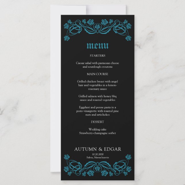 Gothic Roses Wedding Menu (Front)