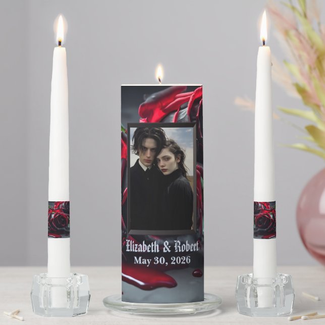 Gothic Roses Wedding Unity Candle Set (In Situ)