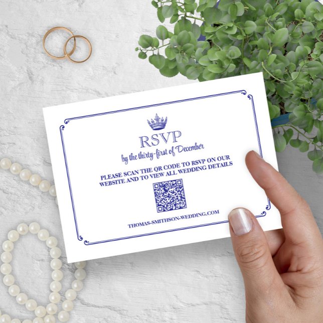 Gothic Royal Crown Medieval & Fantasy QR Code RSVP Card (Creator Uploaded)