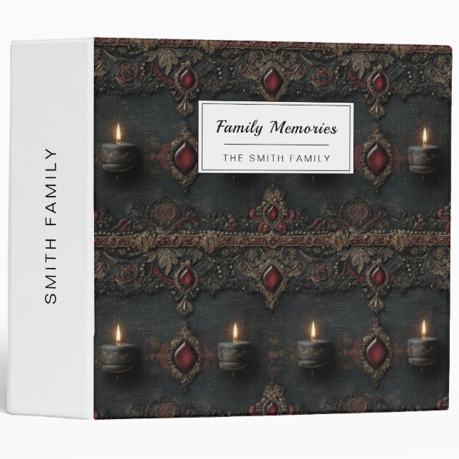 Gothic Ruby Candle Tapestry 3 Ring Binder (Front/Spine)