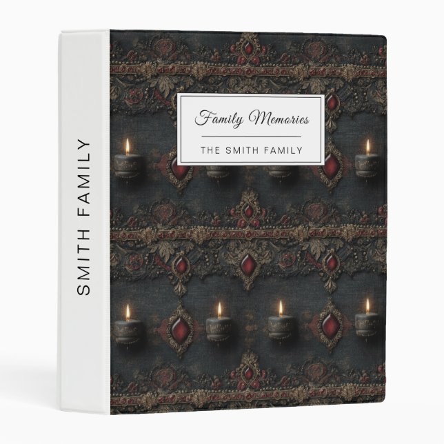 Gothic Ruby Candle Tapestry Mini Binder (Front/Spine)