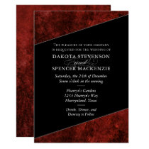 Gothic Ruby Deep Moody Red Velvet Grunge Wedding Invitation