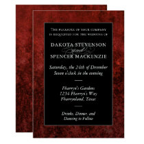 Gothic Ruby Deep Moody Red Velvet Grunge Wedding Invitation