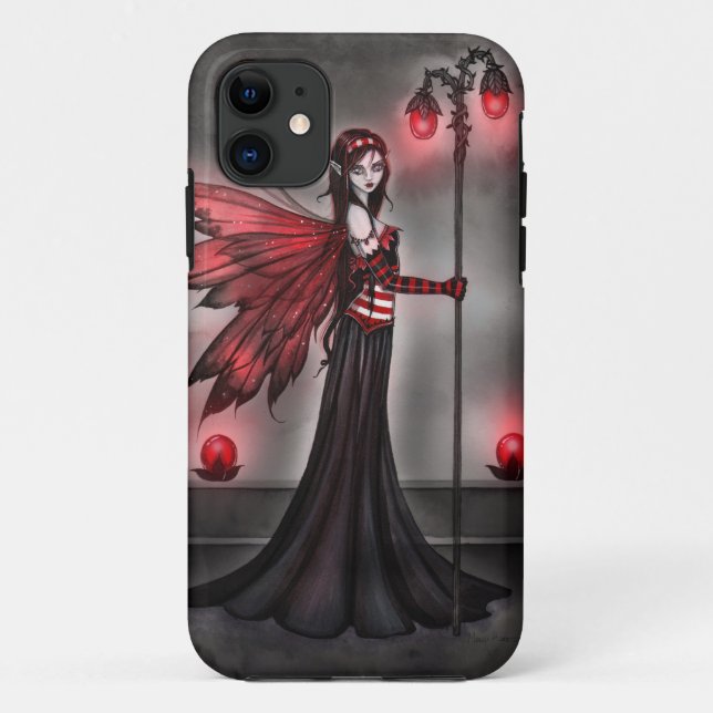 Gothic Ruby Fairy Fantasy Art iPhone Case (Back)