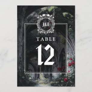 Gothic Ruins Floral Monogram Table Number