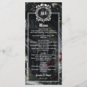 Gothic Ruins Floral Roses Wedding Menu