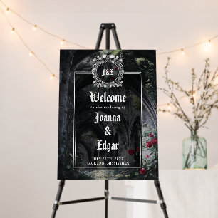 Gothic Ruins Roses Floral Wedding Welcome Sign