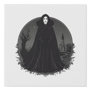 Gothic Salem Witch at Midnight Faux Canvas Print
