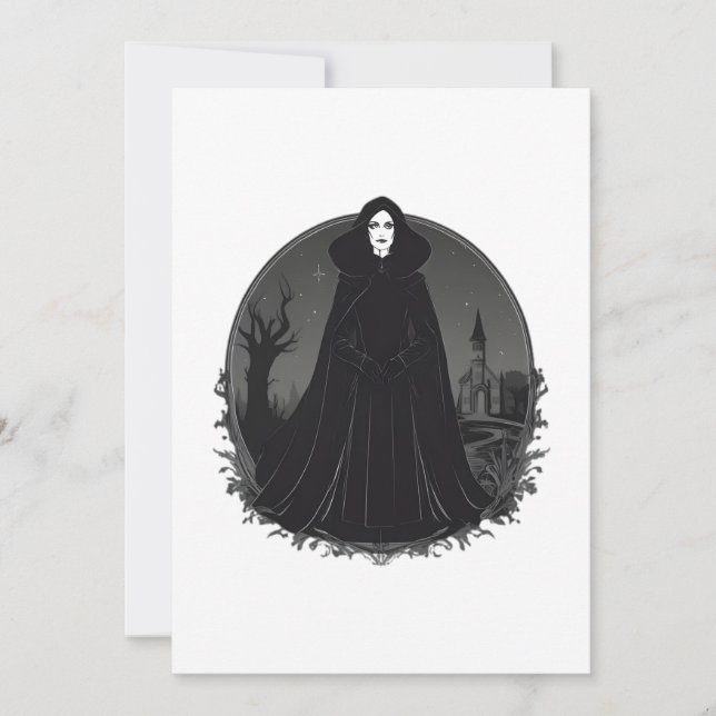 Gothic Salem Witch at Midnight Save The Date (Front)